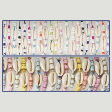 Pulsera Verano. Cypraea + discos. Surtidos