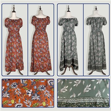 Vestido comprido de viscose. Estilo Kiara. Tamanhos S/M e M/L