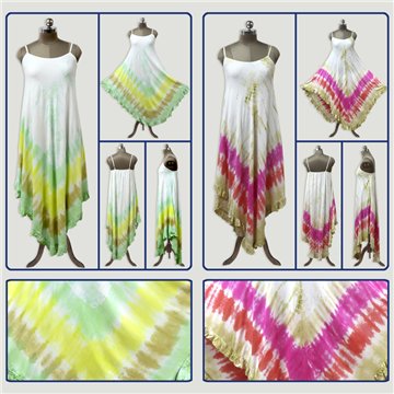 Vestido playa viscosa. Modelo Tie-dye punta. Talla única