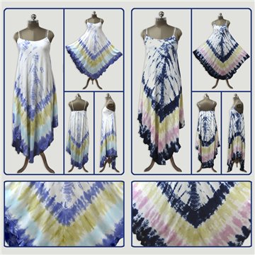 Vestido playa viscosa. Modelo Tie-dye punta. Talla única