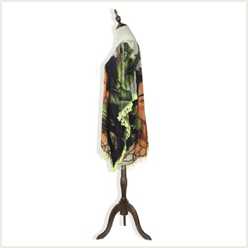 Poncho largo poliéster. Modelo Cara mujer. Talla única