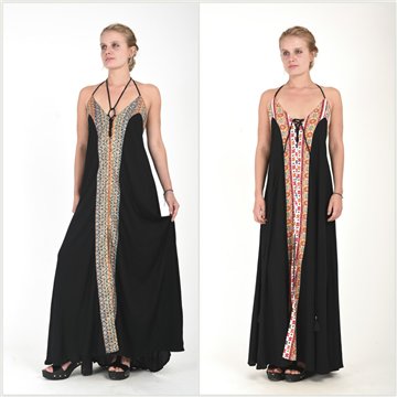 Vestido largo rayón. Modelo Línea tribal. Talla única