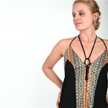 Vestido largo rayón. Modelo Línea tribal. Talla única