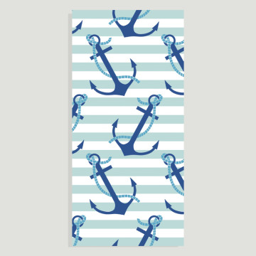 Serviette de plage. Ancre. Rayé. 80 x 170 cm