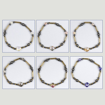 Pulsera Hematite. Flor facetada