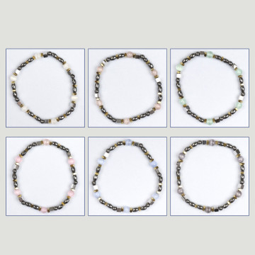 Pulsera Hematite. Ojo de gato + cubo