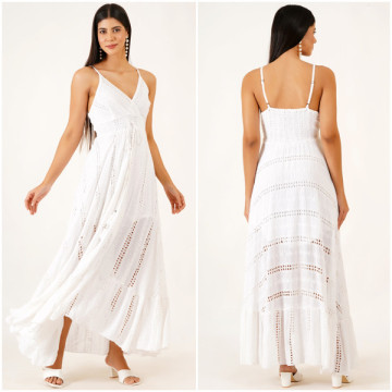 Robe longue en coton. Taille unique. 2 couleurs