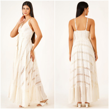 Robe longue en coton. Taille unique. 2 couleurs