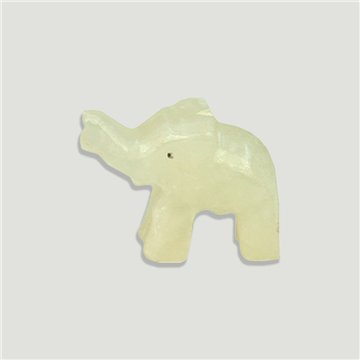 Elefante de ónix branco com a tromba levantada. Paquistão. 5 cm