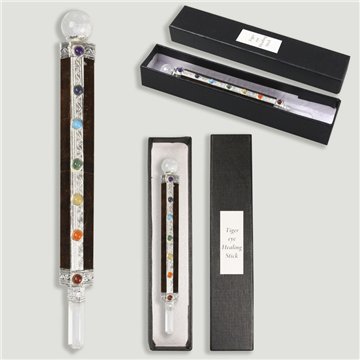 Vara de Poder. Ojo de tigre. Presentación en caja. 20 cm