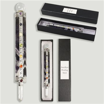 Vara de Poder. Amatista. Presentación en caja. 20 cm