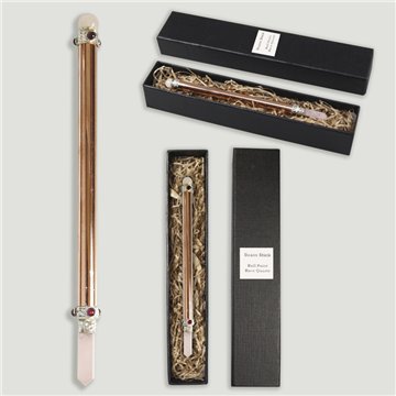 Vara Cobre. Bola y punta. Cuarzo rosa