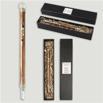 Vara Chakra. Bola y punta. Cuarzo cristal