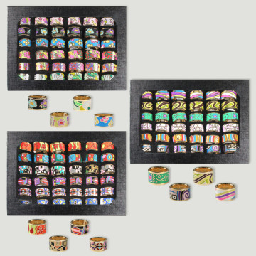 Wide gold-plated steel ring. Assorted colors/models