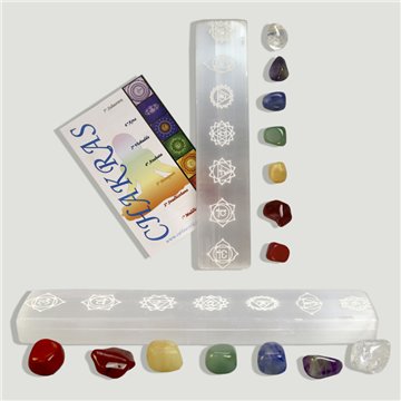 Barre Chakra Sélénite 20cm. + Sac roulé