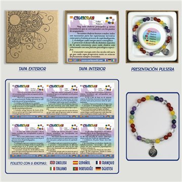 Chakra. Pulsera bola con Abalorio. 6mm. Caixa de presente