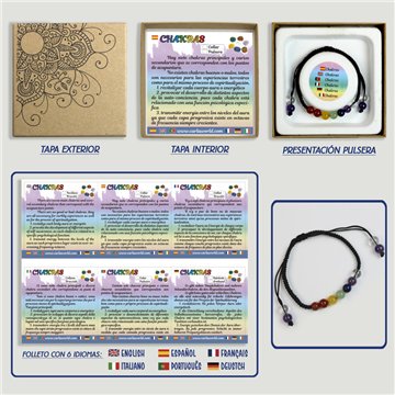 Chakra. Pulsera macramé. 6mm. Caixa de presente