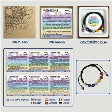 Chakra. Pulsera macramé. 8mm. Caixa de presente