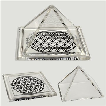 Pirámide metacrilato Flor vida 11x11x7cm