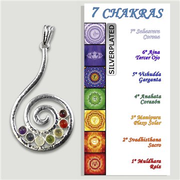 CHAKRA. Colgante Silverplated Espiral cabujon