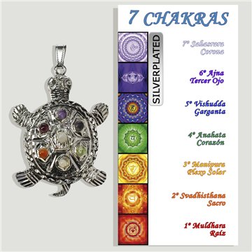 CHAKRA. Colgante SILVERPLATED. Tortuga con cabujón