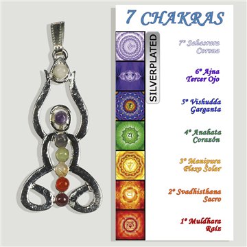 CHAKRA. Colgante SILVERPLATED. Meditación modelo 02 con cabujón