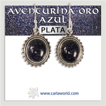 Brincos em prata. Aventurina azul-dourada. A partir de 4,1g (PREÇO POR RELVA)