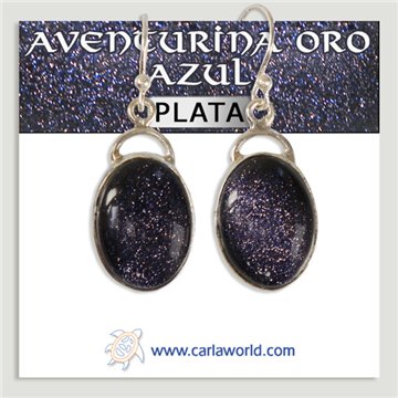 Brincos em prata. Aventurina azul-dourada. A partir de 4,1g (PREÇO POR RELVA)