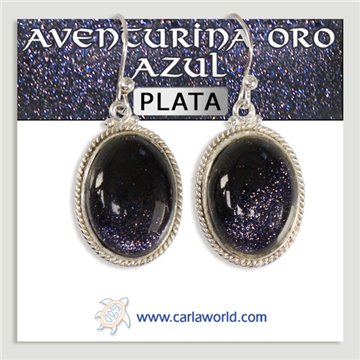Pendientes Plata. Aventurina Oro azul. A partir de 4,1gr. (PRECIO POR GRAMO)