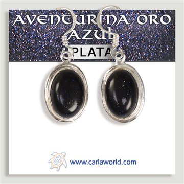 Brincos em prata. Aventurina azul-dourada. A partir de 4,1g (PREÇO POR RELVA)