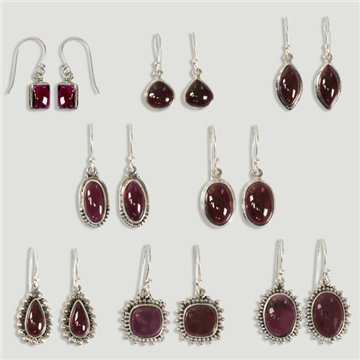 Silver Earrings. Garnet. From 2.8g (PRICE PER GRAM)