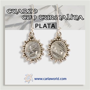 Pendientes Plata. Cuarzo Turmalinado. A partir de 5,6gr. (PRECIO POR GRAMO)