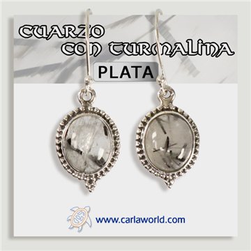 Pendientes Plata. Cuarzo Turmalinado. A partir de 5,6gr. (PRECIO POR GRAMO)