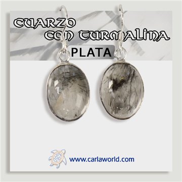 Pendientes Plata. Cuarzo Turmalinado. A partir de 5,6gr. (PRECIO POR GRAMO)