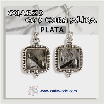 Pendientes Plata. Cuarzo Turmalinado. A partir de 5,6gr. (PRECIO POR GRAMO)