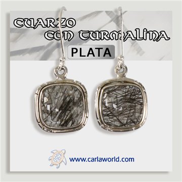 Brincos em prata. Quartzo turmalinado. A partir de 5,6g (PREÇO POR RELVA)