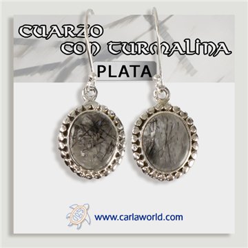 Pendientes Plata. Cuarzo Turmalinado. A partir de 5,6gr. (PRECIO POR GRAMO)