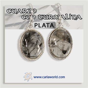 Pendientes Plata. Cuarzo Turmalinado. A partir de 5,6gr. (PRECIO POR GRAMO)