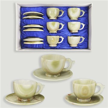 Onyx cup and saucer set. 12 pieces