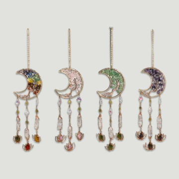 Metal mobile moon tree chip lotus flower 9x40 cm.