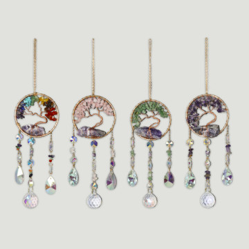 Metal mobile tree chip/raw mineral with ball 9x35 cm.