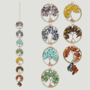 Metal strip mobile chip 7 trees Chakra 7x60 cm.