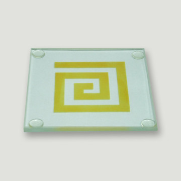 Set/4 posavasos cristal espir cuad dorado