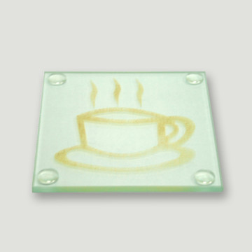 Set/4 posavasos cristal cafe dorado 9x9cm