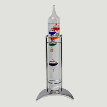 Galileo glass thermometer with metal base. 13x37cm