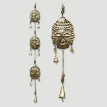 Metal mobile strip bells 3 Buddhas 10x115 cm.