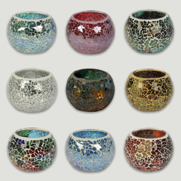 Portavelas mosaico multicolor 8,5x8,5x6cm