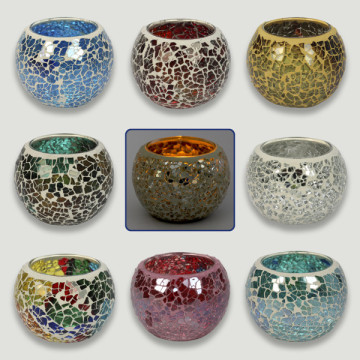 Portavelas mosaico 6,5x6,5x5,5cm
