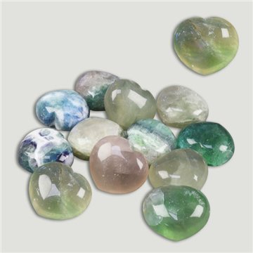 Refillable Mineral Hearts, 40x45 mm approx. Fluorite