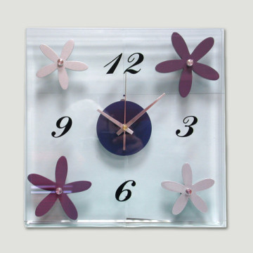 Reloj cristal cuadrado mod.flor 30x30cm